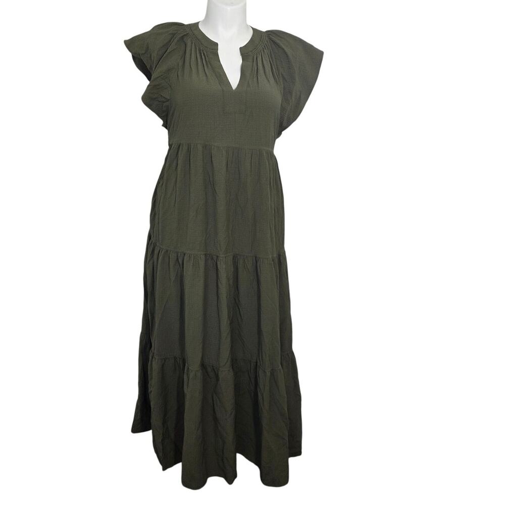 Calvin Klein tiered maxi dress V-neck flutter sleeve sz 12